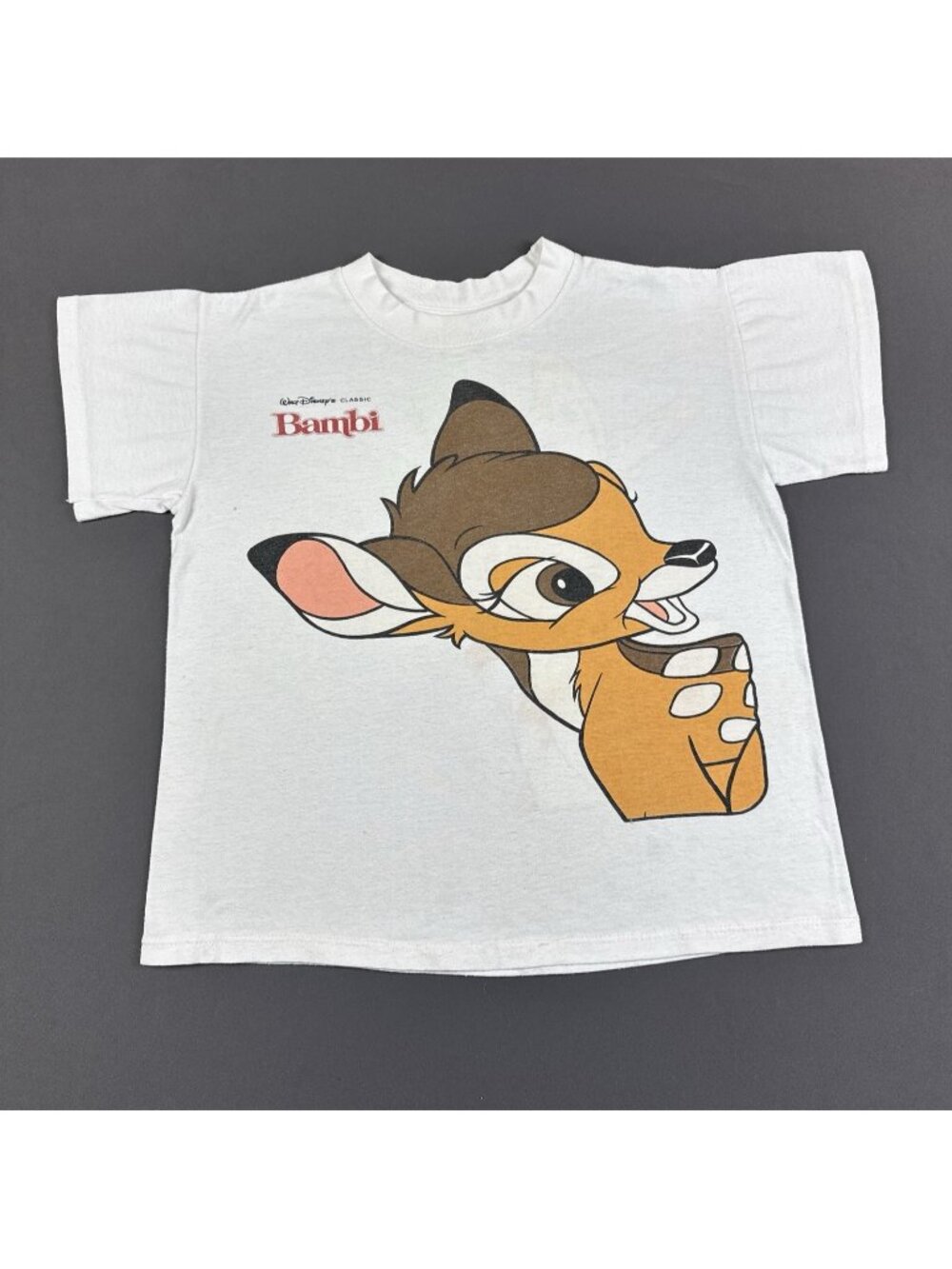 Rare Vintage 90s Walt Disney Classic Bambi Kids Movie Promo Shirt White Youth XL